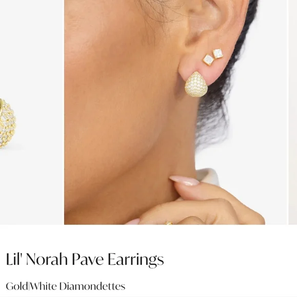 Pave Earrings in Gold and White - Picture 9 of 11